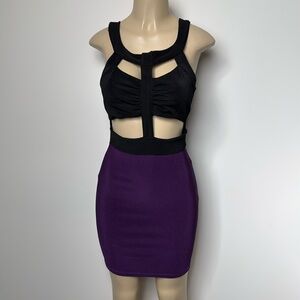 Bloom medium black and purple mini dress